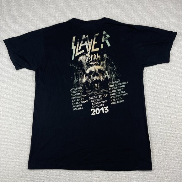 Y2K SLAYER 2013 Heavy Metal World Tour Mens Black T-Shirt Eagle Swords Read* - Picture 16 of 16